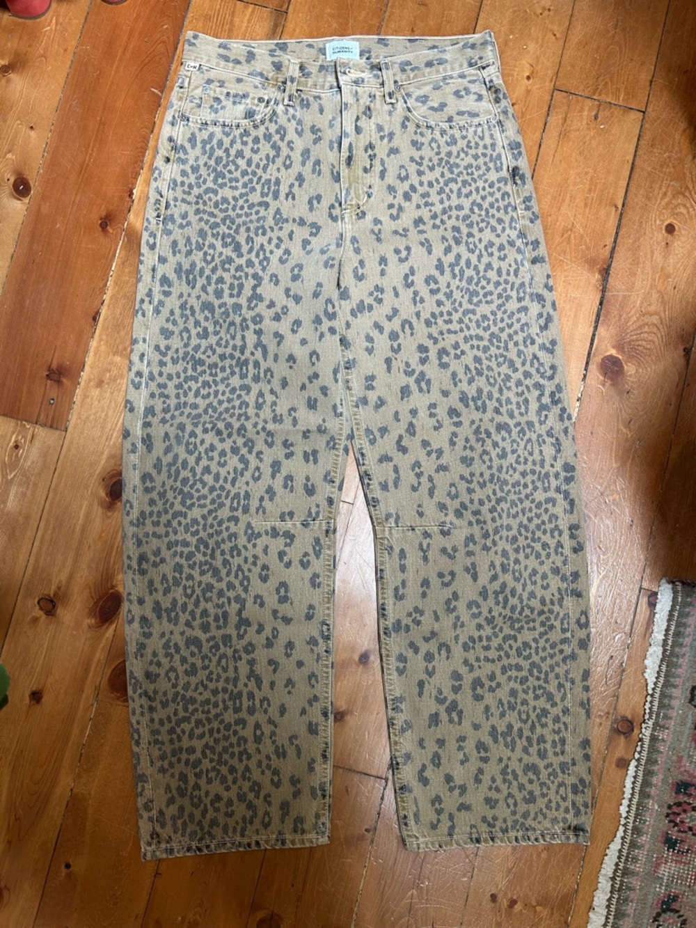 Citizens of Humanity Beige & Charcoal Leopard High-Waist Jeans